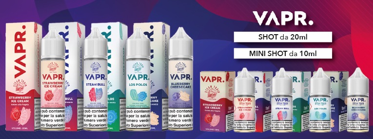 Liquidi Shot 20ml e Mini Shot 10ml VAPR. Steam Train